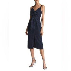 REISS Kay Sleeveless Tie-Front Midi-Dress